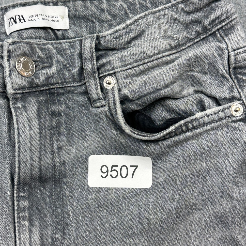 Zara Jeans Womens 4 Fit 26X32 Gray Washed Slim Straight Denim Casual‎ Mid Rise - Picture 12 of 12